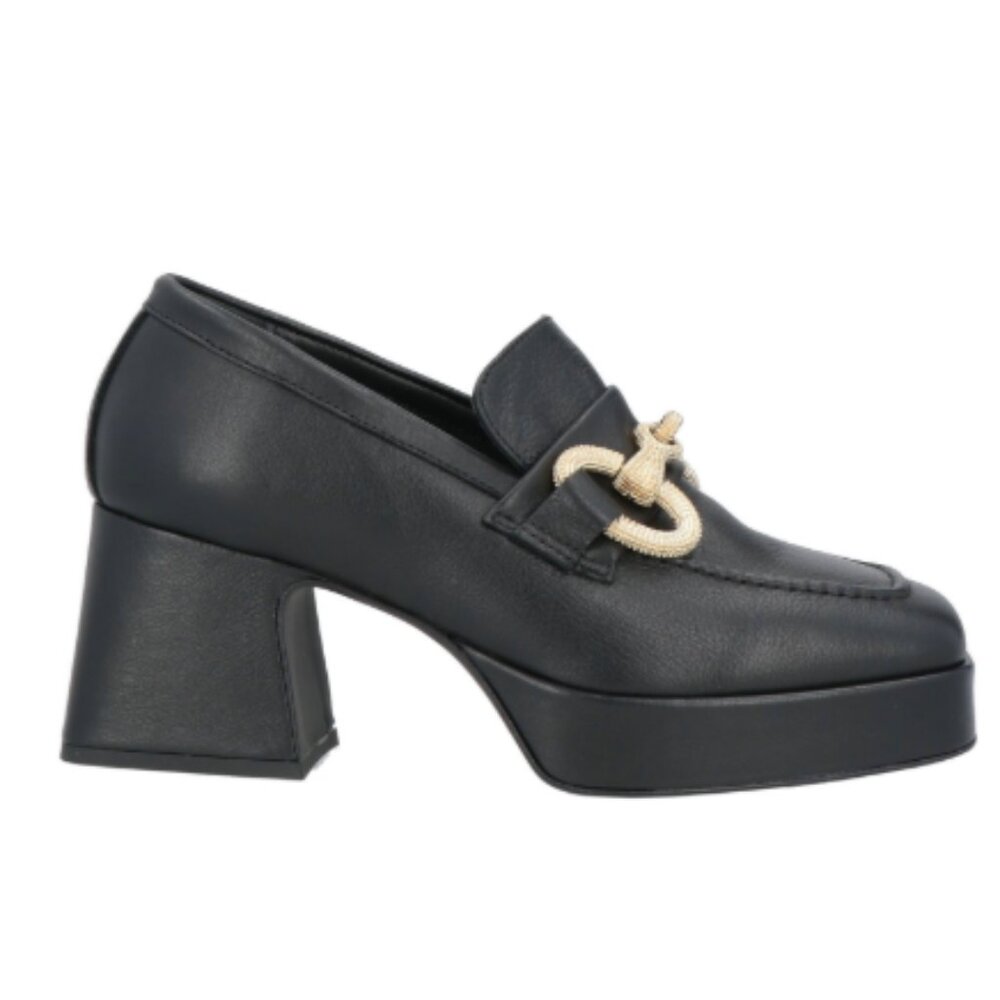 NILA & NILA BLACK LEATHER LOAFERS SIZE 9 - Picture 2 of 4